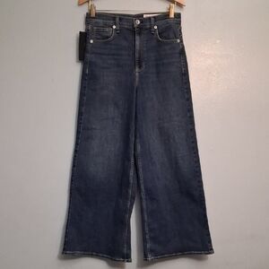 Rag & Bone The Serena Size 26 Women's High-rise Crop Wide-leg Blue Denim Jeans.